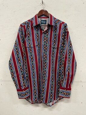 Wrangler Checotah Western Pearl Snap AOP Shirt, Size L
